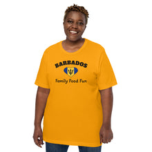 Load image into Gallery viewer, Barbados Heart flag family food fun Unisex t-shirt