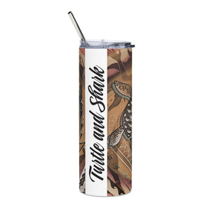 American Samoa Turtle and Shark  Stainless steel tumbler with straw